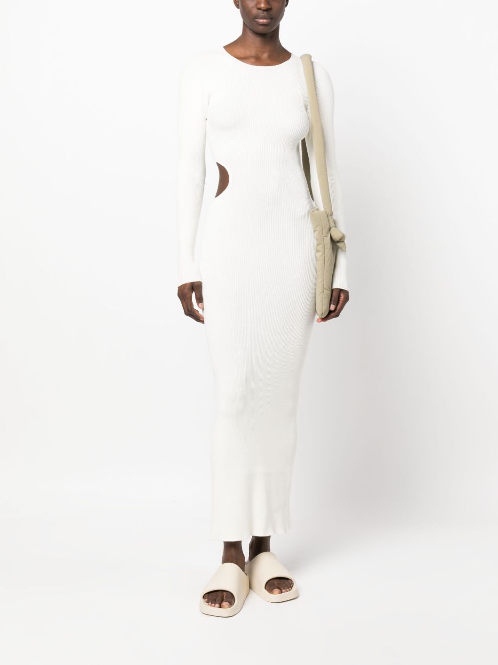 Shop Aeron Cut-out Rib-knit Maxi Dress In White