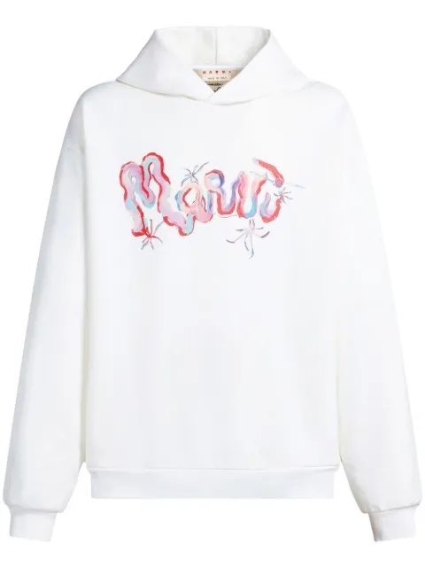 Marni painterly logo-print cotton hoodie