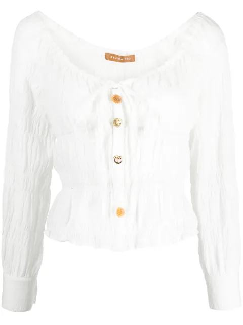 Rejina Pyo Effi smocked cotton blouse