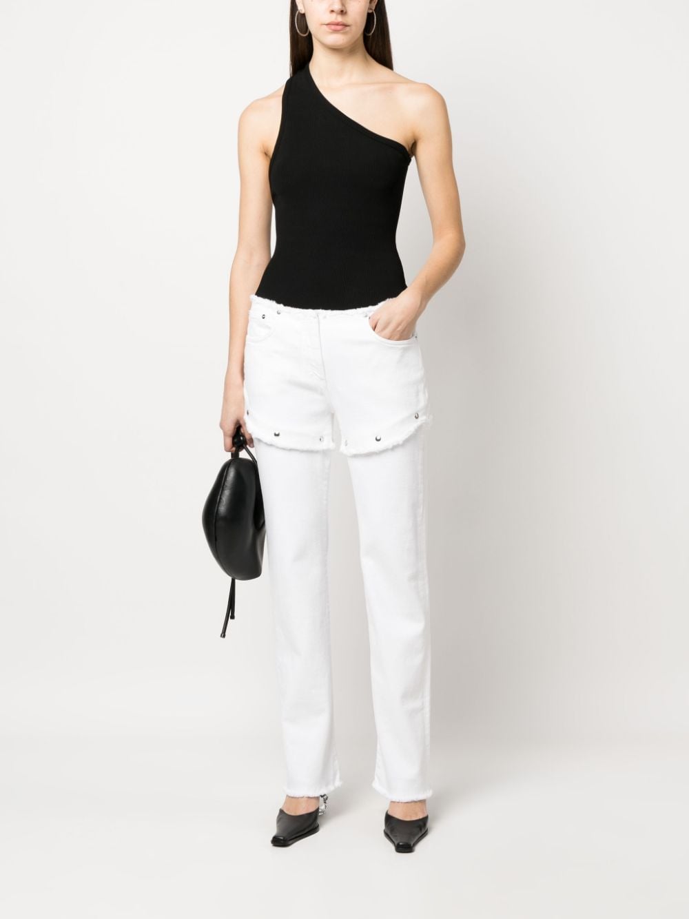 Shop Alyx Short-overlay Straight-leg Trousers In White