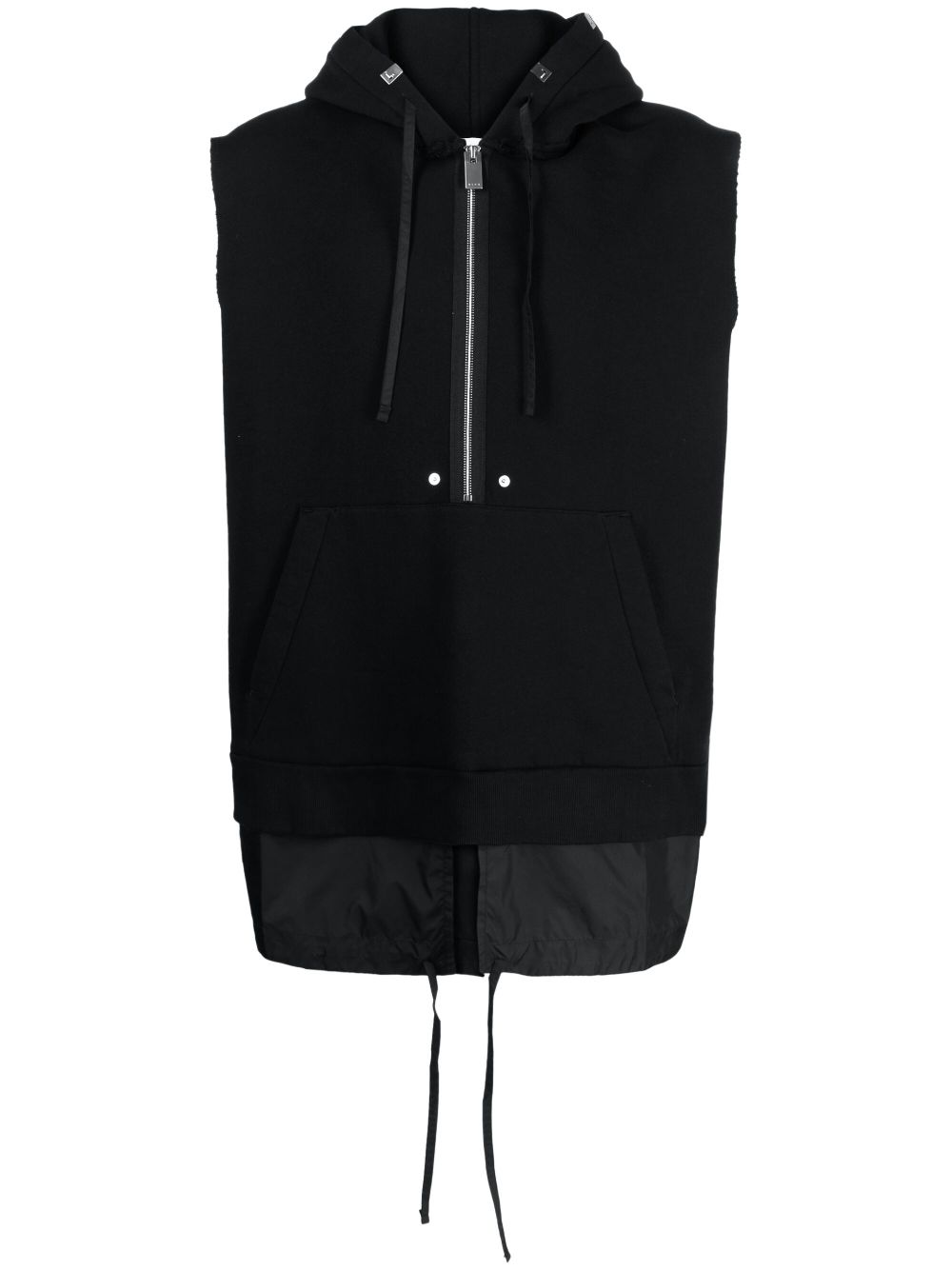 half-zip fastening sleeveless hoodie