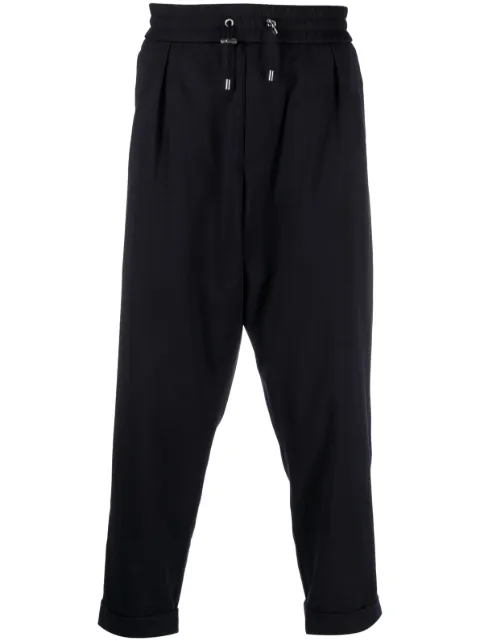 Balmain embossed-button drawstring-waist trousers