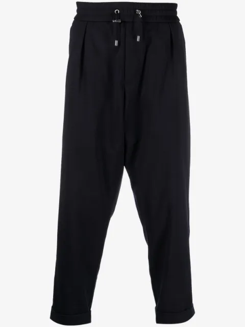 Balmain embossed-button drawstring-waist trousers