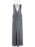 Michelle Mason lace detail silk gown - Grey