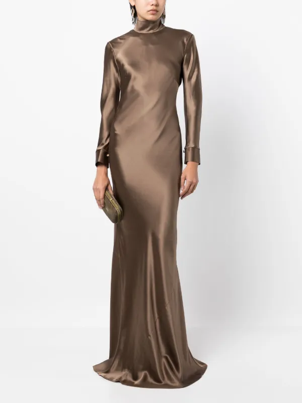 Michelle Mason open-back long-sleeve Gown Dress - Farfetch