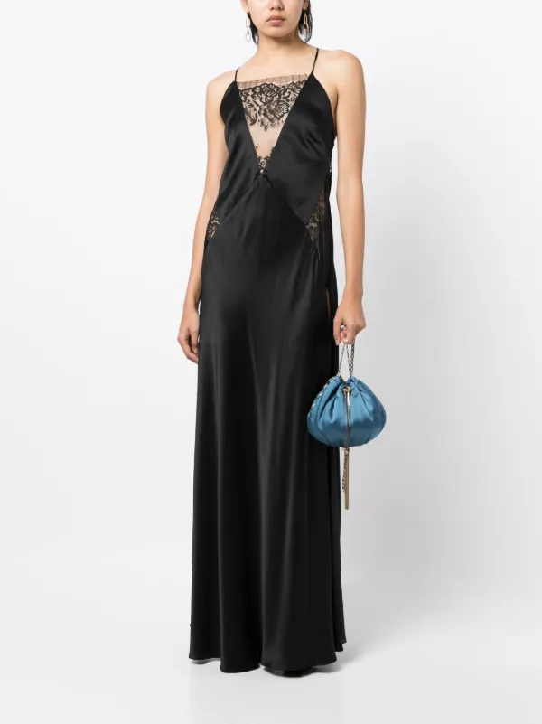 Michelle Mason Lace-inset Gown - Black Michelle Mason Lace-inset Gown - Black