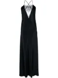 Michelle Mason lace-inset gown long sleeveless dress - Black