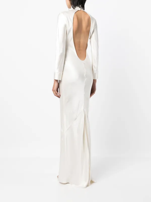 Michelle Mason open back long sleeve Gown Dress Farfetch