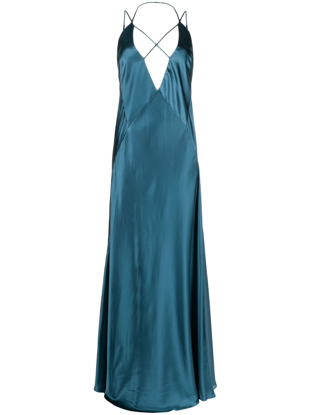 Michelle Mason Cut-out Detail Gown Dress In Green