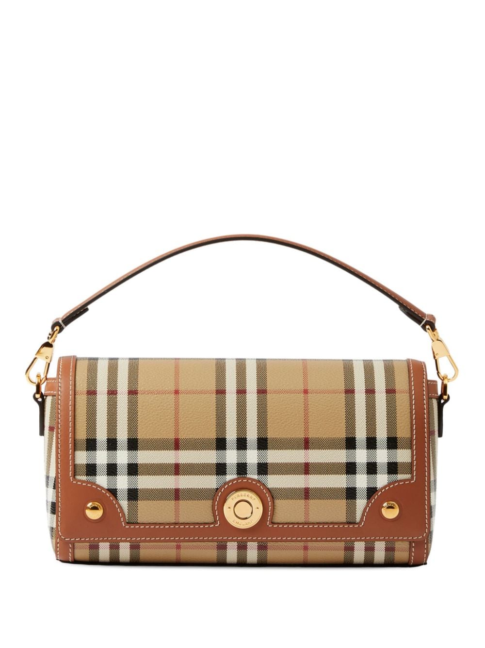 Burberry Note Small Check Top-handle Bag In Braun
