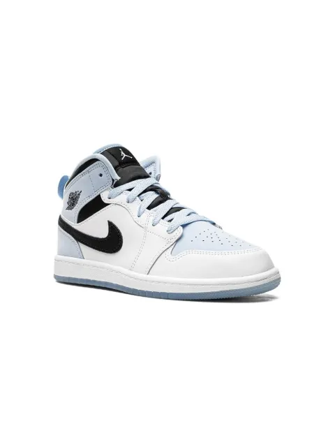 Jordan Kids Jordan 1 Mid SE "White/Ice Blue/Black" sneakers