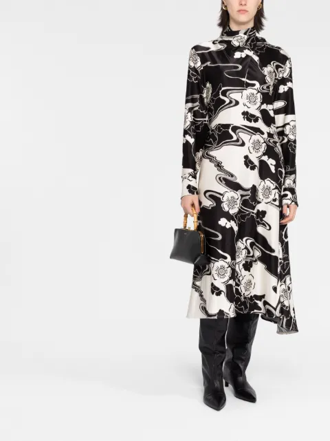 Jil Sander lagoon flower-print asymmetric dress J01CT0111J20023 - 1