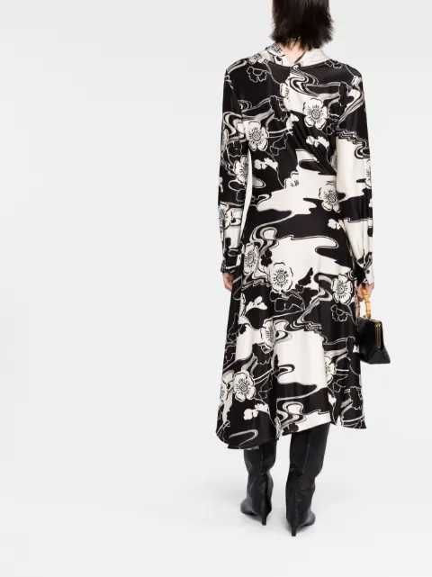 Jil Sander lagoon flower-print asymmetric dress J01CT0111J20023 - 3