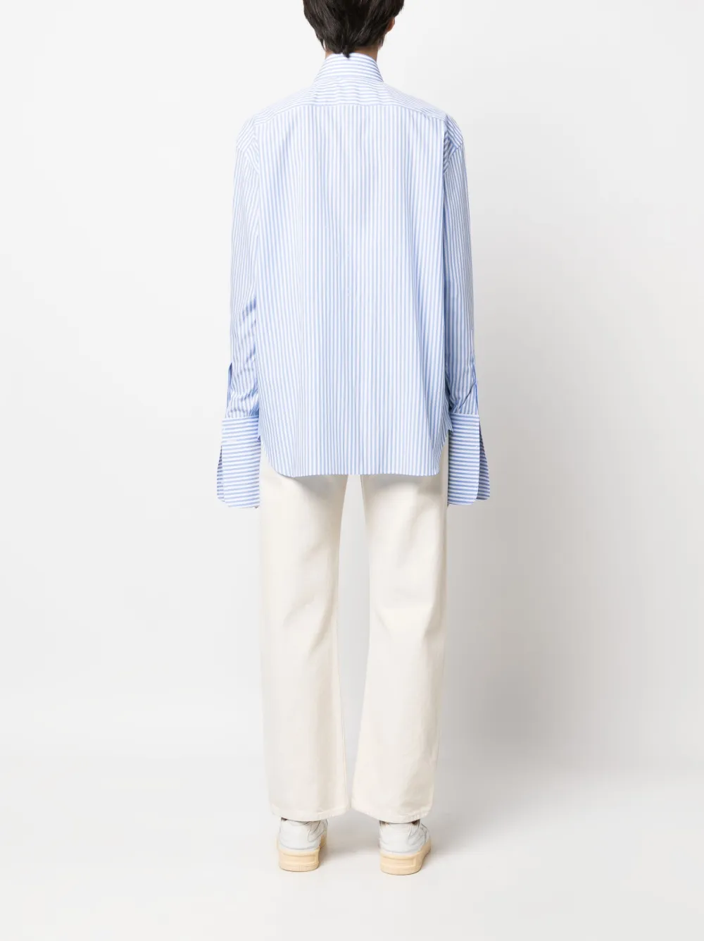 Shop Woera Striped Oversize Shirt In White