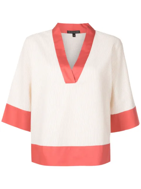 Alcaçuz contrasting-trim V-neck blouse