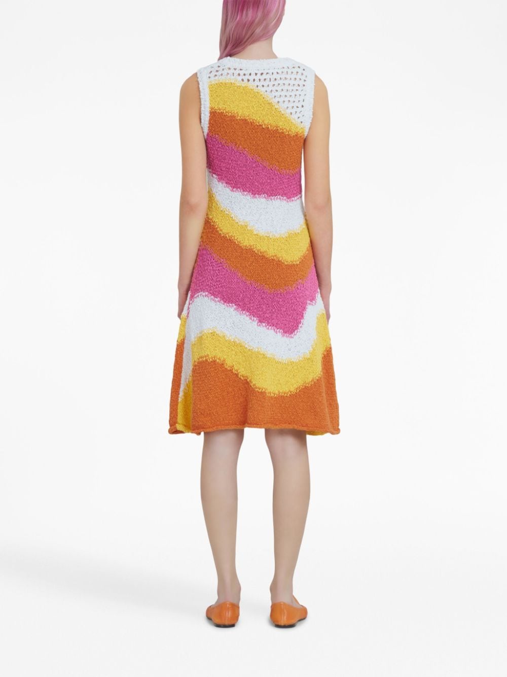 Shop Marni Sleeveless Knitted Dress In Multicolour