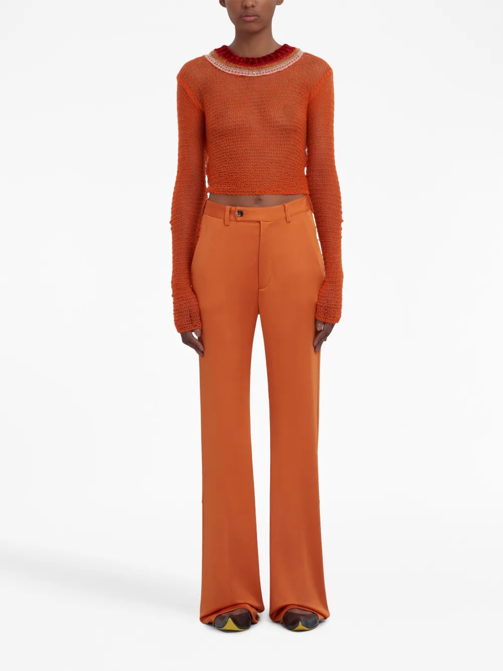 Marni Pressed-crease Straight-leg Trousers In Orange