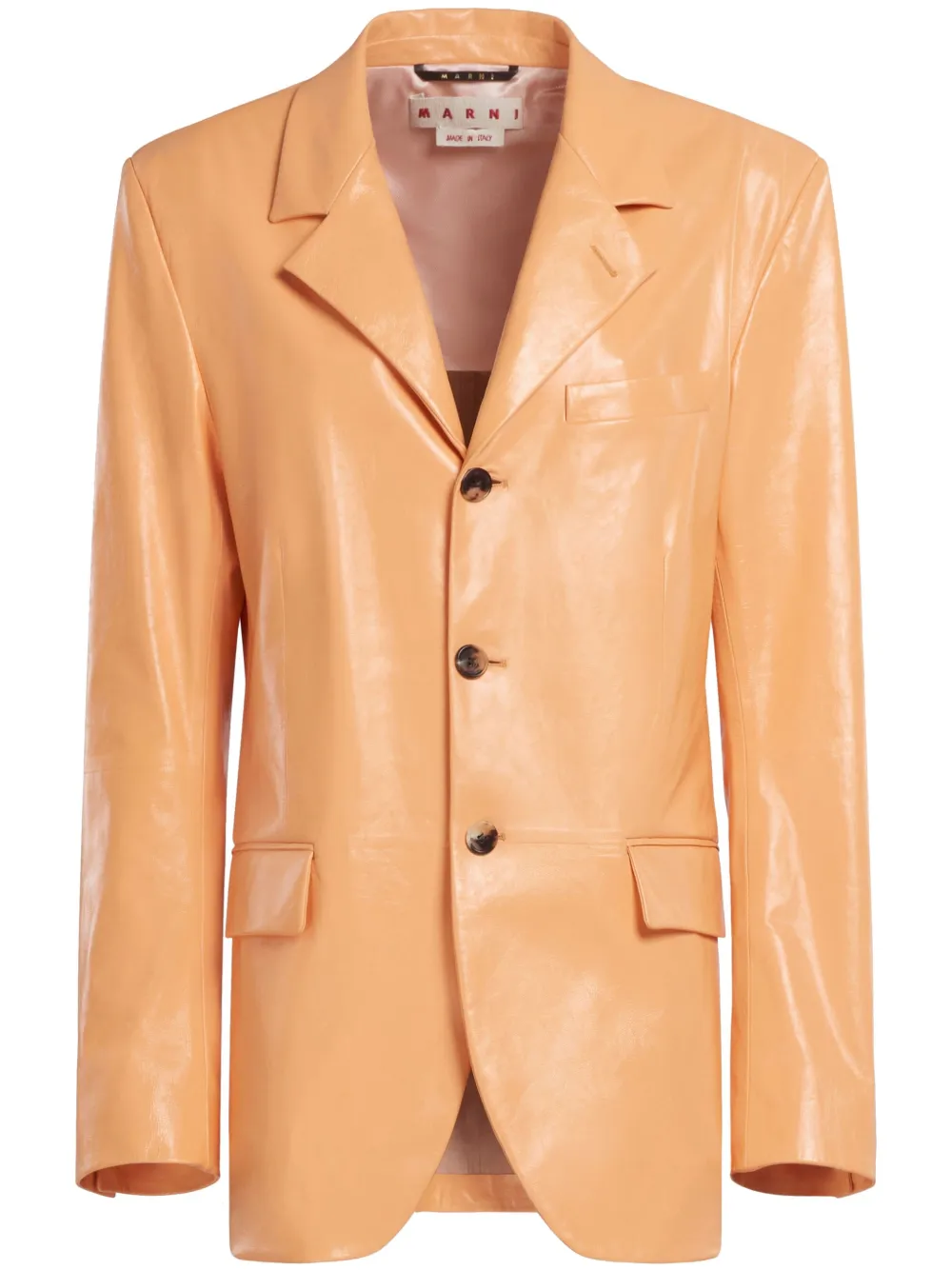 Marni Long-sleeve Leather Blazer In Orange