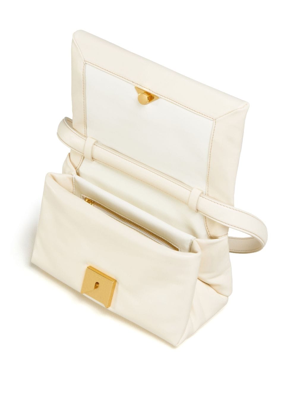 Shop Marni Small Prisma Leather Shoulder Bag In Neutrals