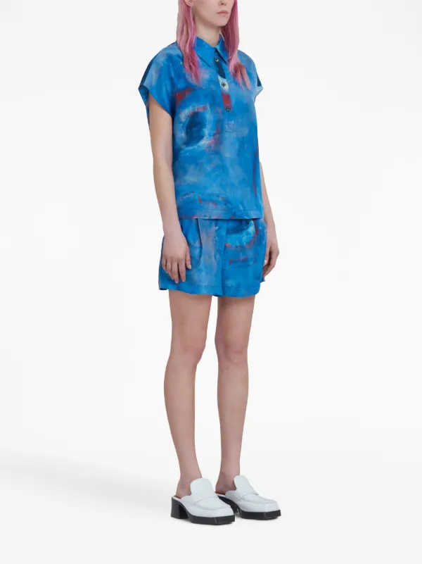 【関税&送料込】Marni Short In Silk Marni drawstring-waist Silk Shorts | Blue | FARFETCH BH