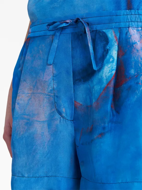 【関税&送料込】Marni Short In Silk Marni drawstring-waist Silk Shorts | Blue | FARFETCH BH
