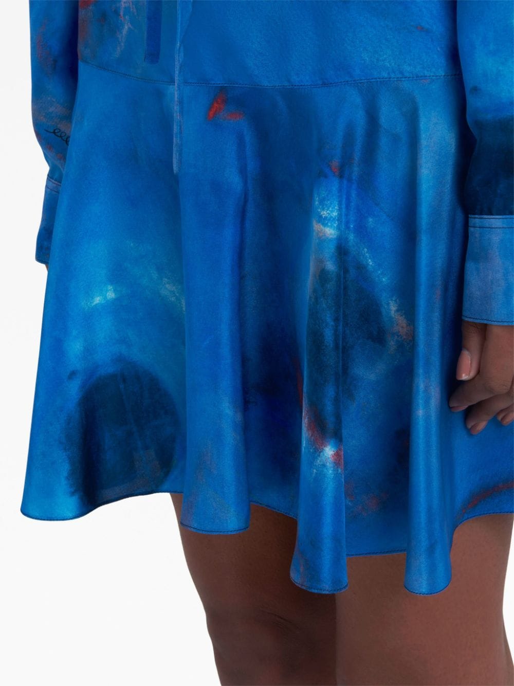 Shop Marni Abstract-print Silk Skirt In Blue