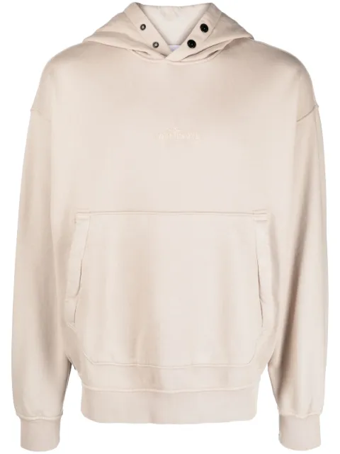 Stone Island embroidered-logo cotton hoodie