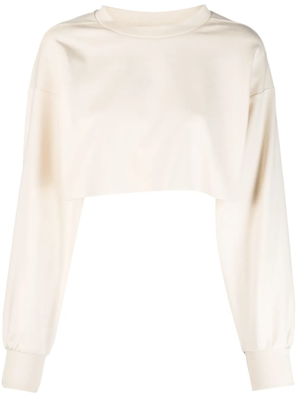Thom Krom Cropped Long-sleeve Top In Neutrals
