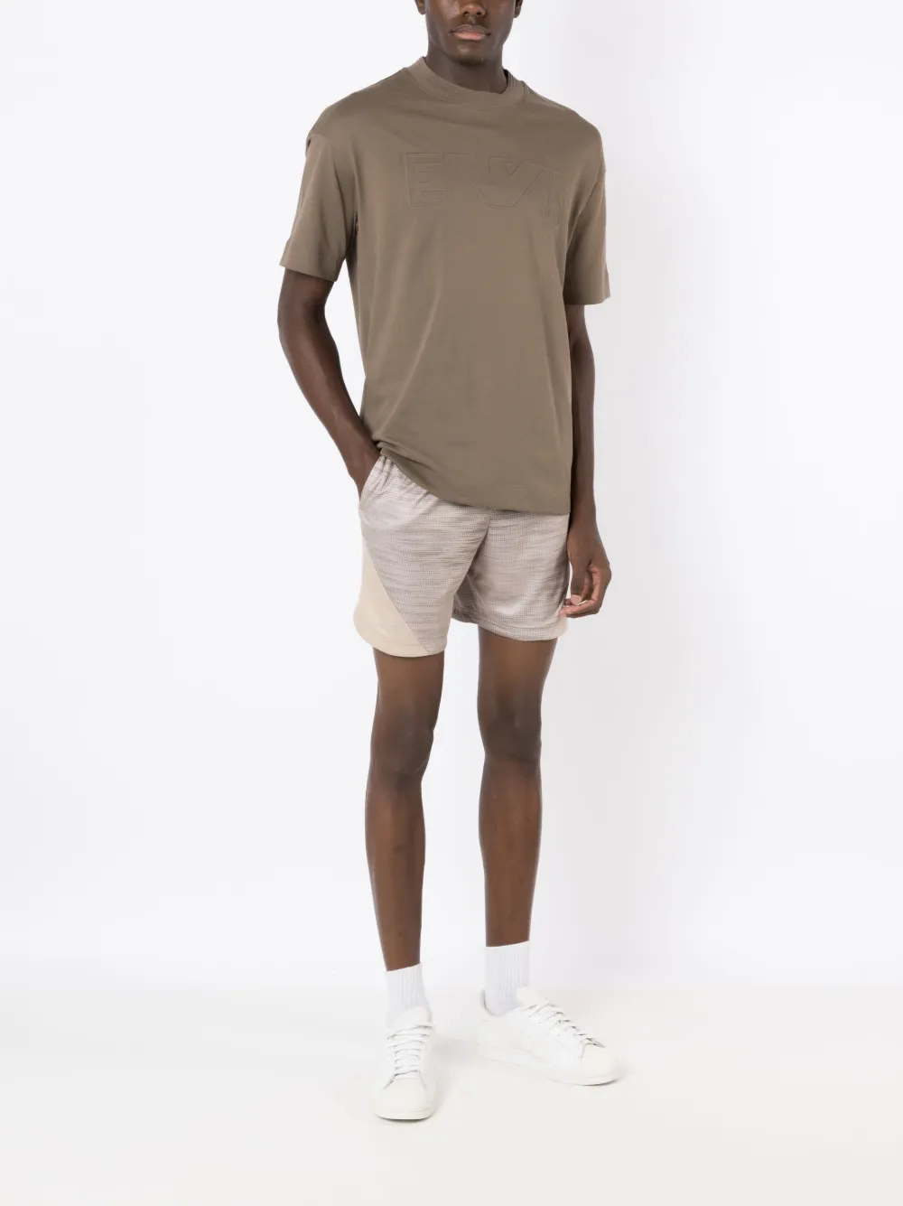 Emporio Armani logo-embroidered cotton T-shirt - Groen