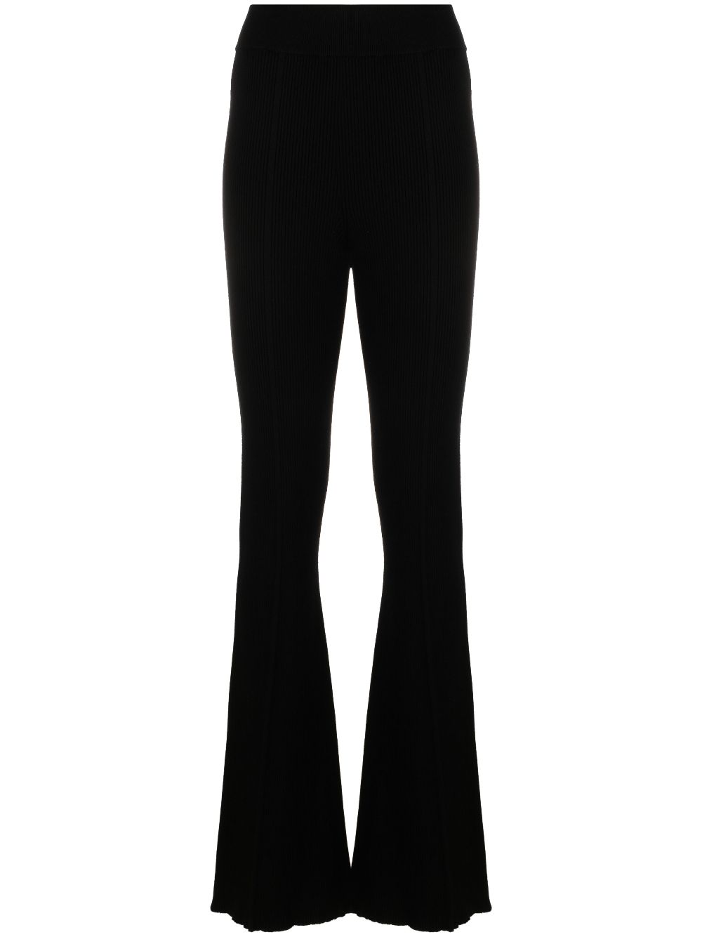 ribbed-knit flared trousers