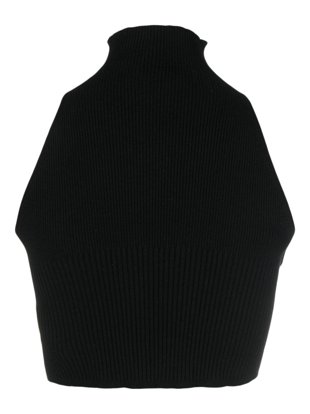 Shop Aeron Zero Ribbed-knit Crop Top In Black