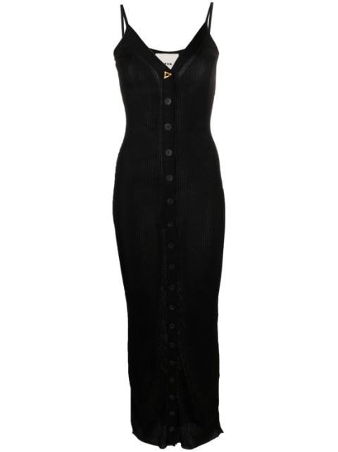 AERON FAYE button-front ribbed maxi dress