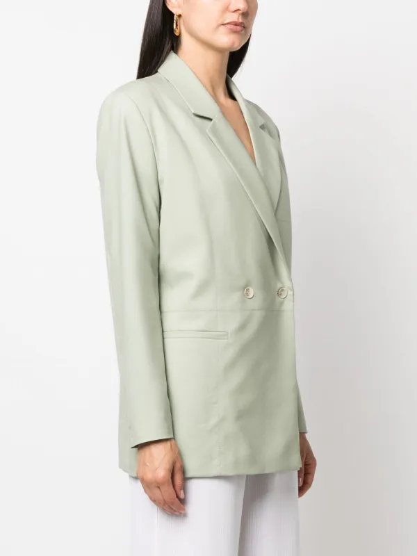 Green double hot sale breasted blazer