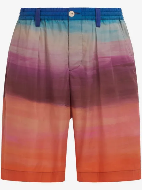 Marni painterly-print pleated cotton shorts
