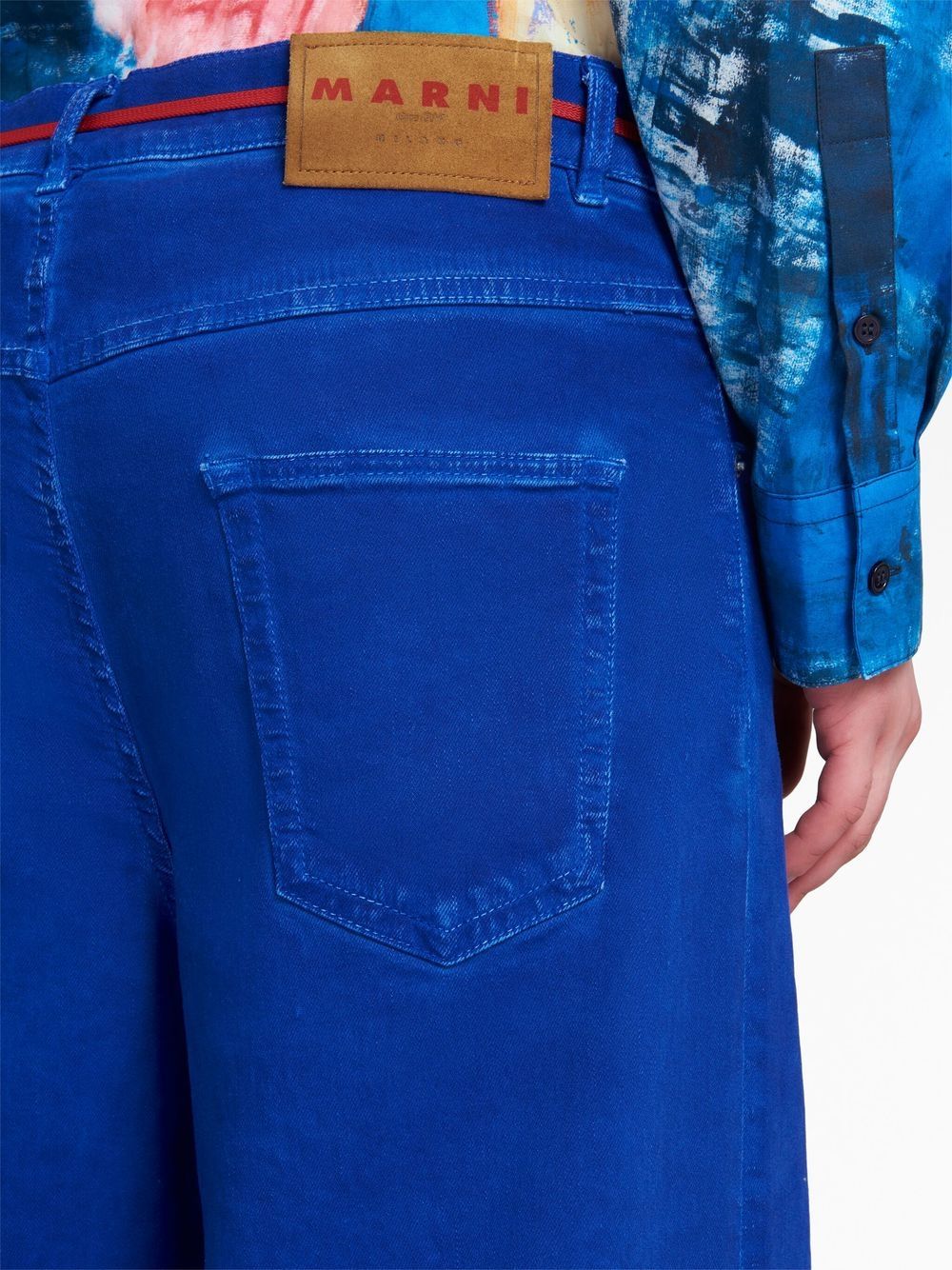 Shop Marni Straight-leg Twill Trousers In Blue