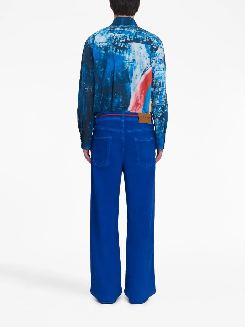 Shop Marni Straight-leg Twill Trousers In Blue