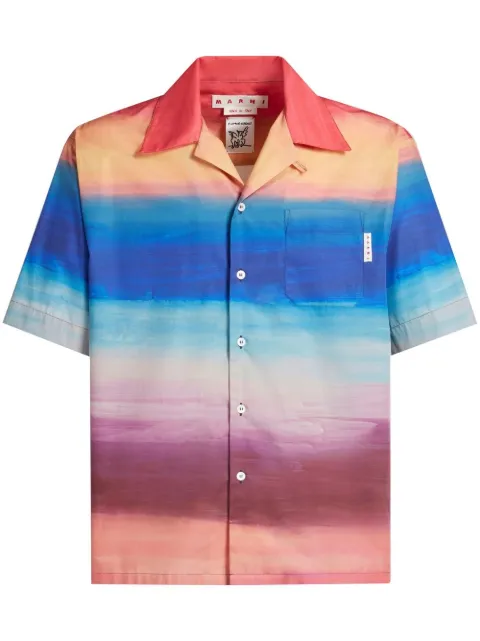 Marni painterly-print cotton shirt Men