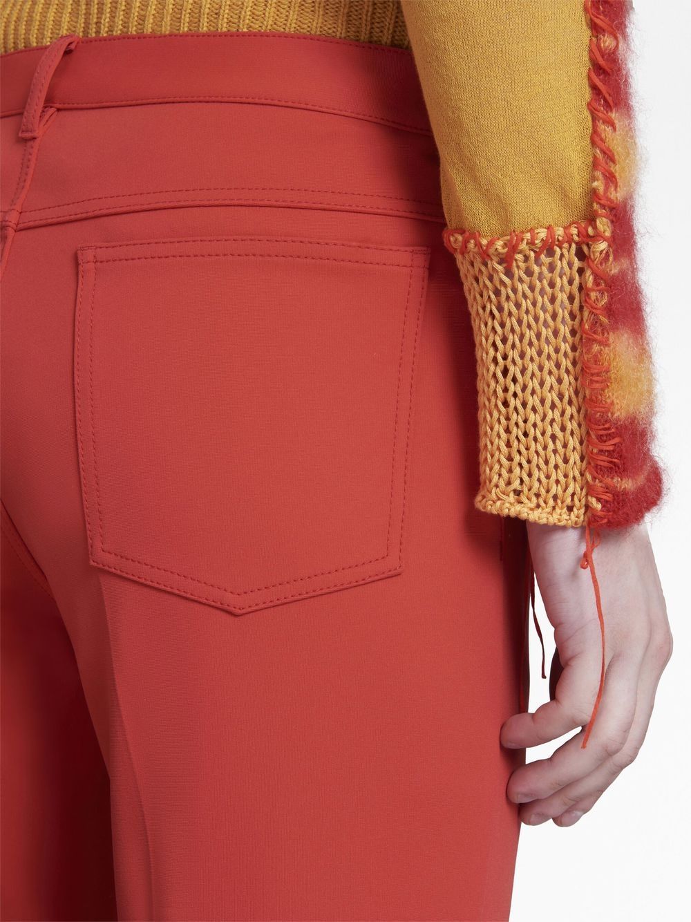 Shop Marni Pressed-crease Flared Trousers In Red