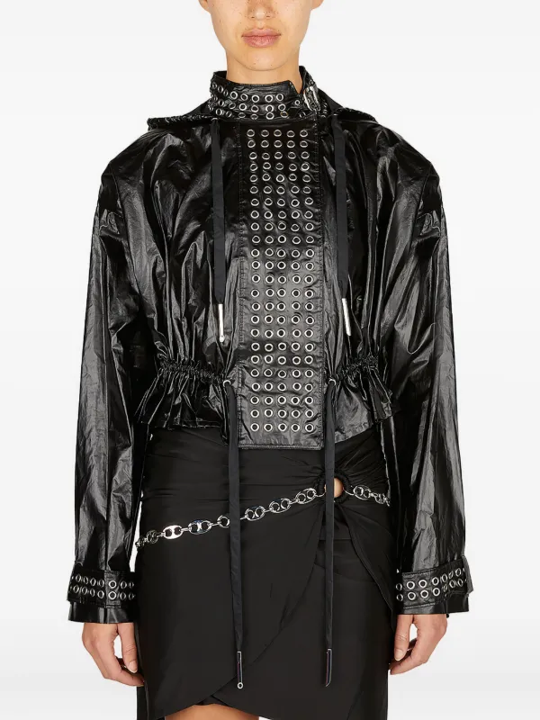 Rabanne Eyelet Biker Jacket in Black