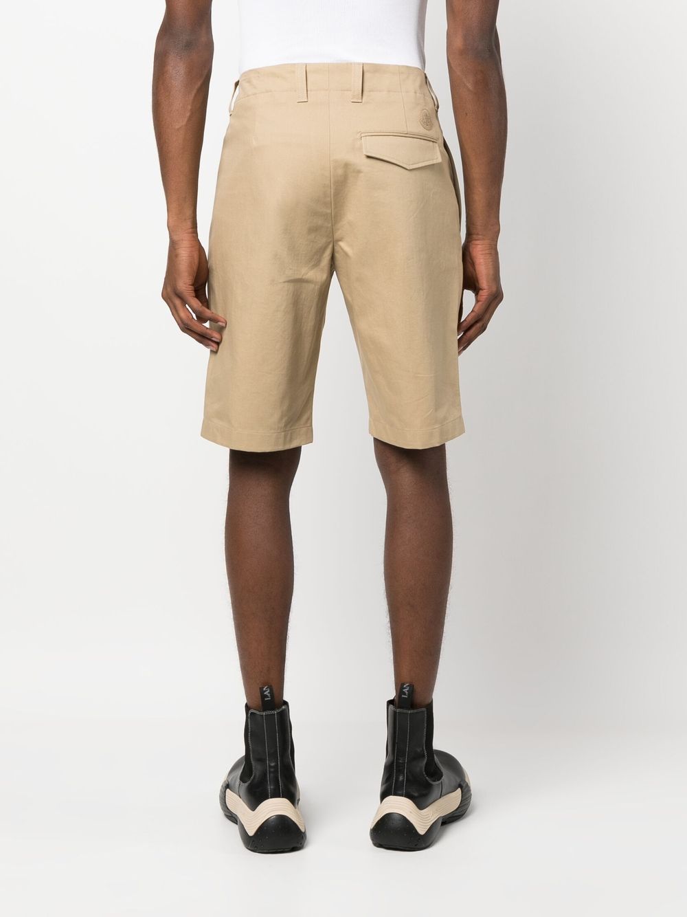 Shop Moncler Cotton Bermuda Shorts In Neutrals