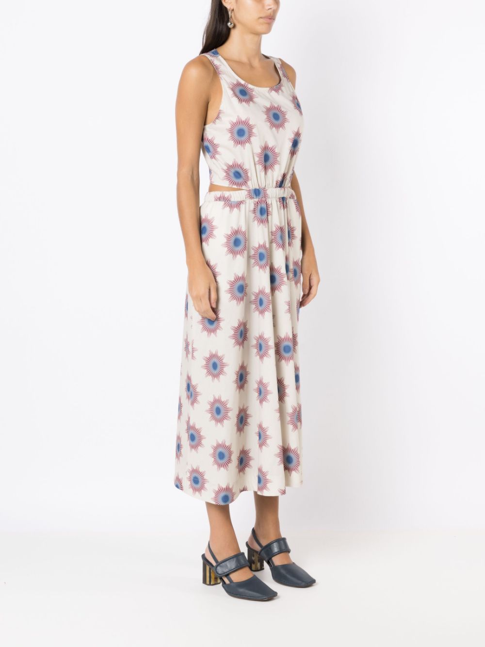 Shop Alcaçuz Cut-out Graphic-print Midi Dress In Neutrals