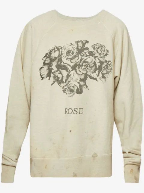 SAINT MXXXXXX Rose-print crew-neck sweatshirt