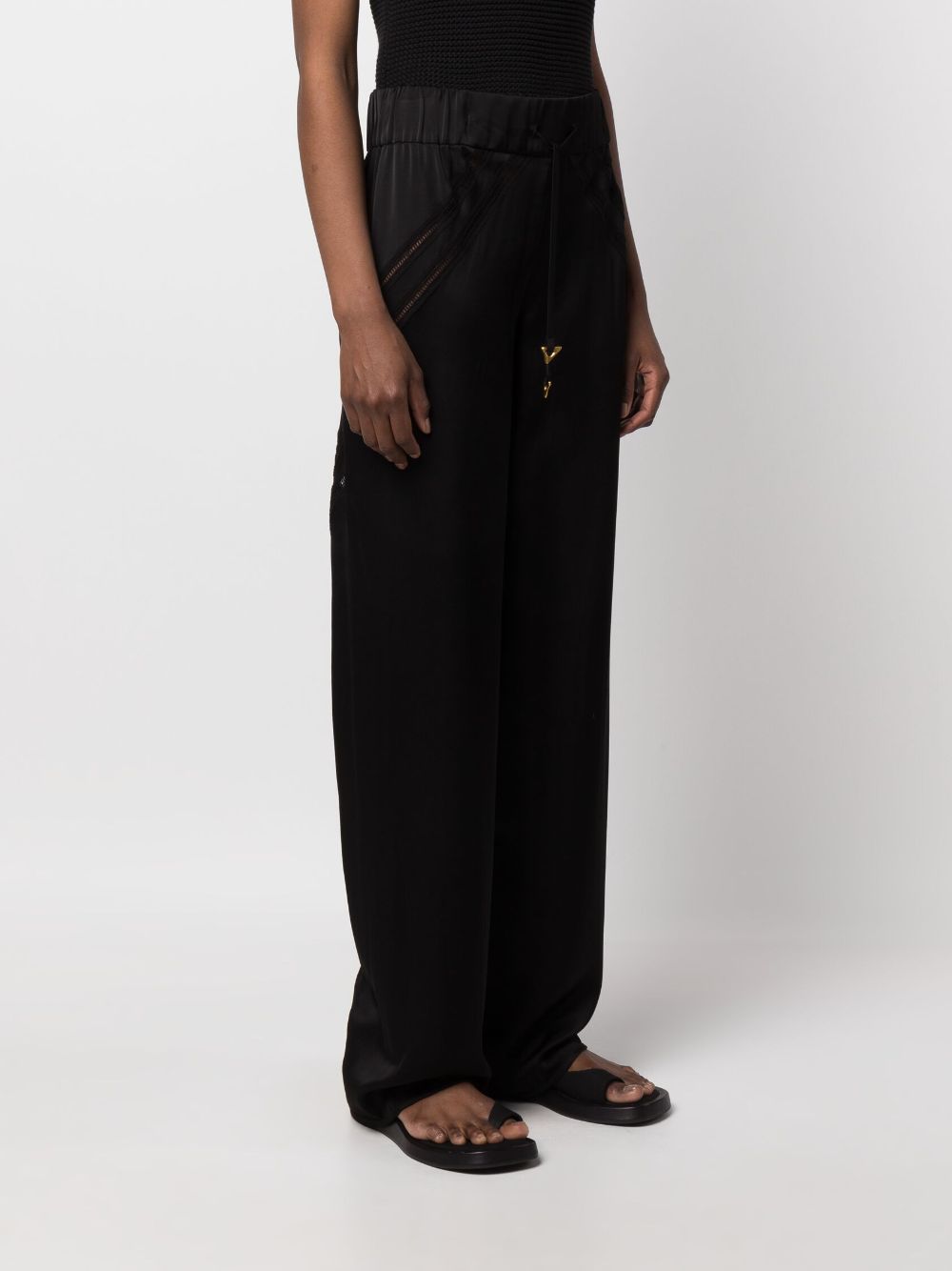 Shop Aeron Drawstring-waist Satin-finish Trousers In Black