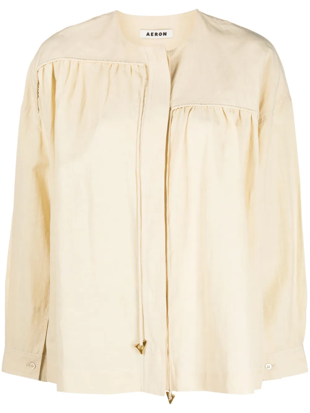 Aeron Imola Gathered Linen Blouse In Neutrals