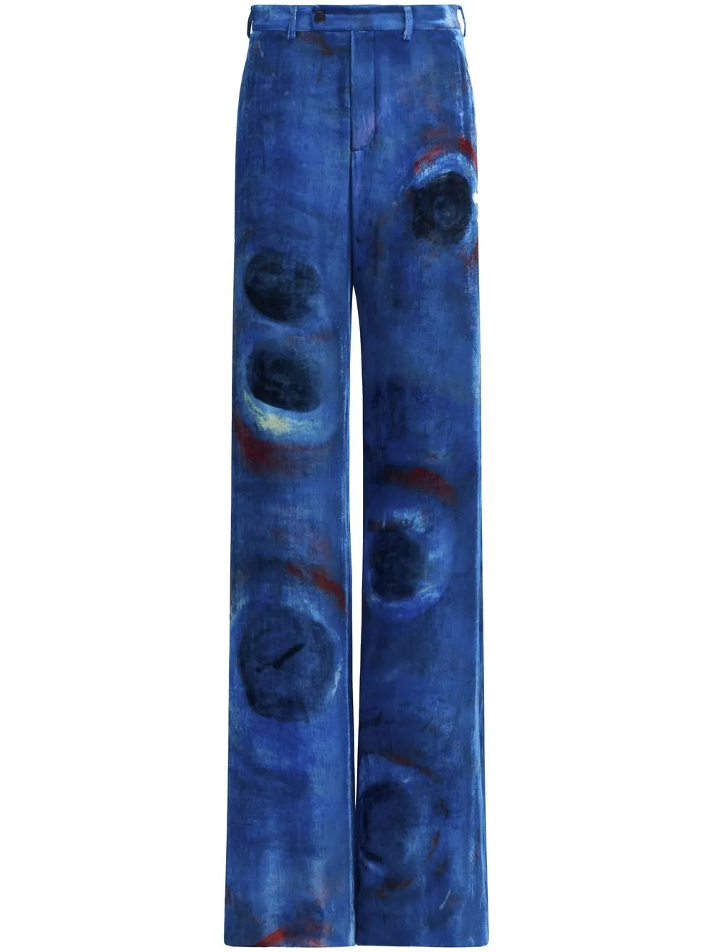 Marni painterly-print straight-leg trousers - Blue