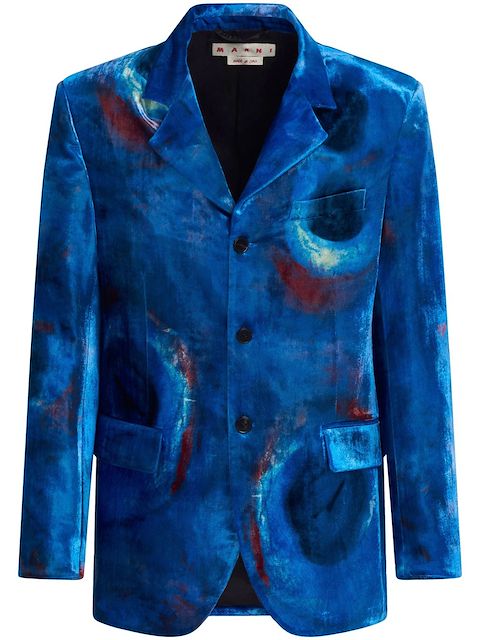 Marni painterly-print single-breasted blazer