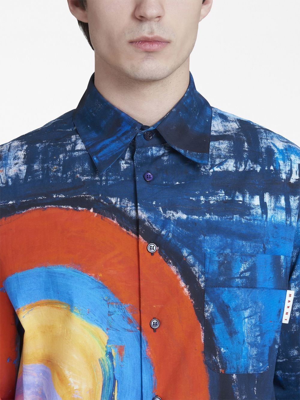 Marni painterly-print cotton shirt Men