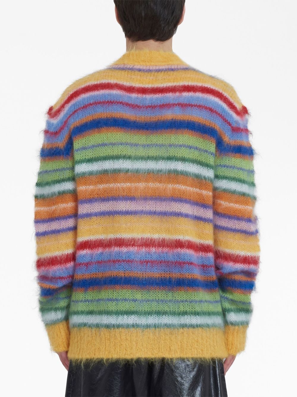 Shop Marni Striped Buttoned-up Cardigan In Gelb