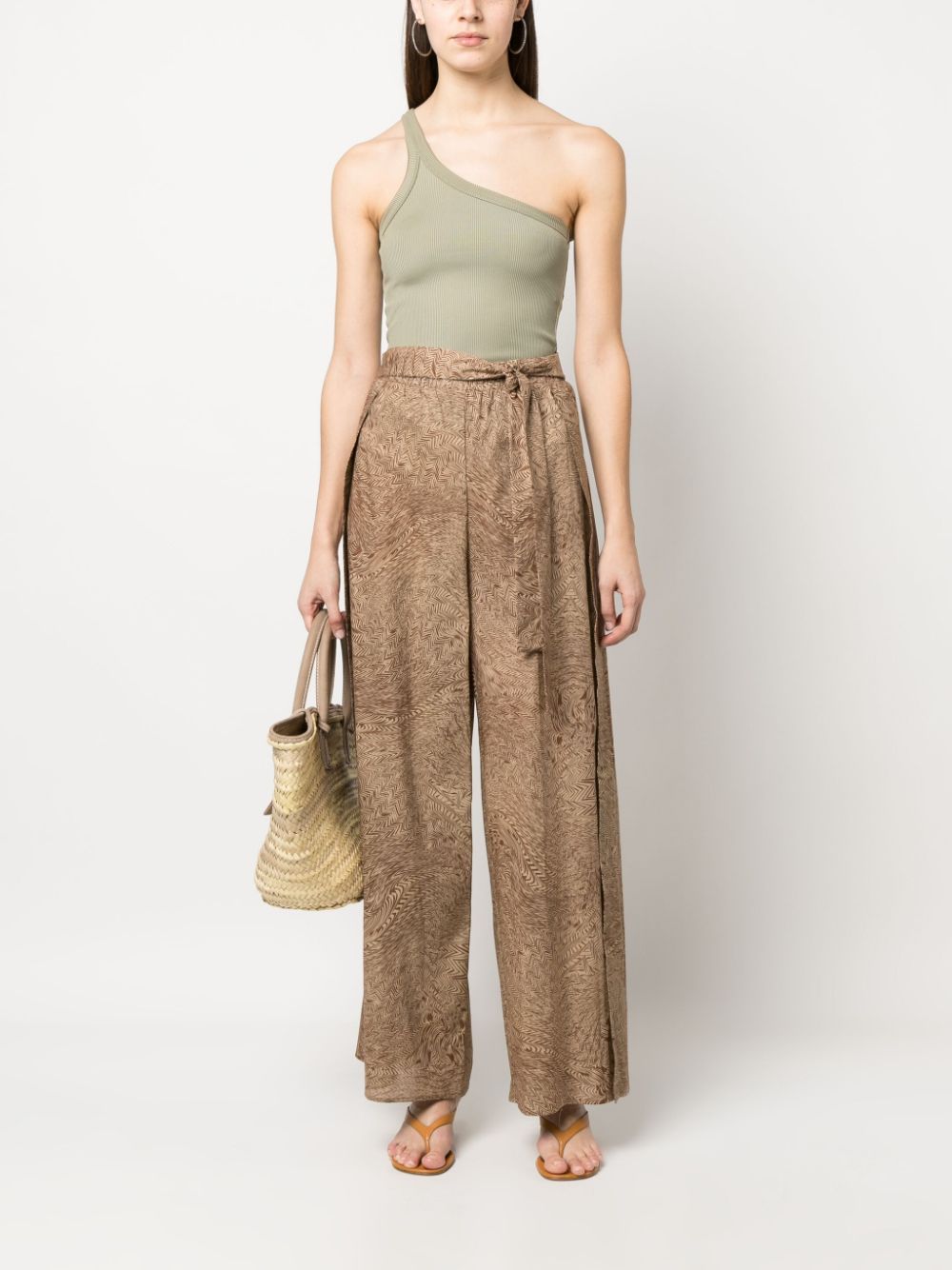 Shop Federica Tosi Wrap-style Wide-leg Trousers In Brown