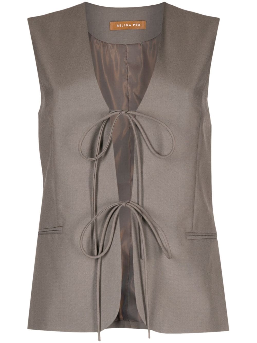 Rejina Pyo Kit Front-tie Vest In Grey